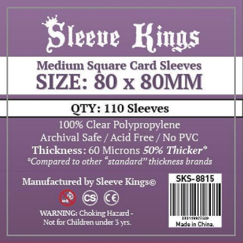 Sleeve Kings Standard Medium Square Card Sleeves (80x80mm) - 110 Pack, -SKS-8815